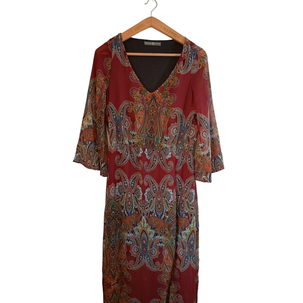 Signature Collection Women's Size Medium Maxi Dress V Neck Slit Bottom Lined